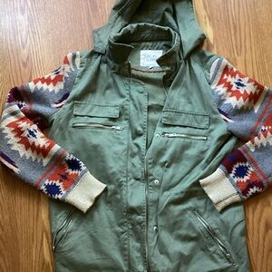 Thread & Supply Olive Green Jacket with Red Trim